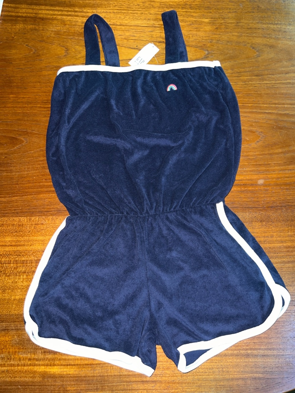 GAP Navy Terry Romper with Rainbow Accent